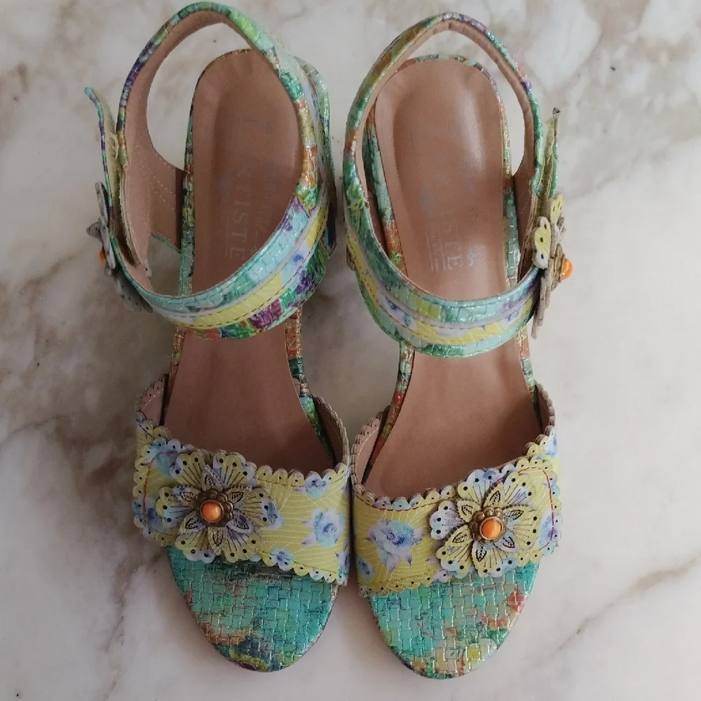 Floral Multicolor Women's Sandals - Picture 2 of 4